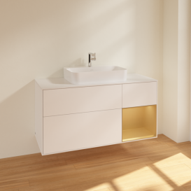 Тумба под раковину Villeroy & Boch Finion 120х50,1 см с подсветкой МДФ белый матовый лак/стекло белое матовое F421HFMT