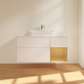 Тумба под раковину Villeroy & Boch Finion 120х50,1 см с подсветкой МДФ белый матовый лак/стекло белое матовое F421HFMT