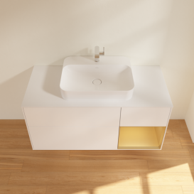 Тумба под раковину Villeroy & Boch Finion 120х50,1 см с подсветкой МДФ белый матовый лак/стекло белое матовое F421HFMT