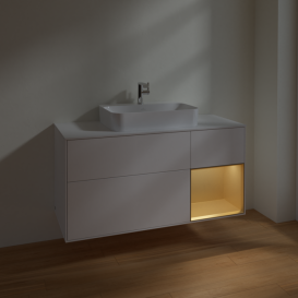 Тумба под раковину Villeroy & Boch Finion 120х50,1 см с подсветкой МДФ белый матовый лак/стекло белое матовое F421HFMT