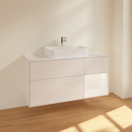 Тумба под раковину Villeroy & Boch Finion 120х50,1 см с подсветкой МДФ глянцевый белый лак/стекло белое матовое F421MTGF