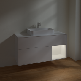 Тумба под раковину Villeroy & Boch Finion 120х50,1 см с подсветкой МДФ глянцевый белый лак/стекло белое матовое F421MTGF
