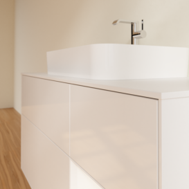 Тумба под раковину Villeroy & Boch Finion 120х50,1 см с подсветкой МДФ глянцевый белый лак/стекло белое матовое F421MTGF