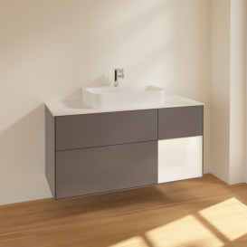 Тумба под раковину Villeroy & Boch Finion 120х50,1 см с подсветкой МДФ антрацит матовый лак/стекло белое матовое F421MTGK