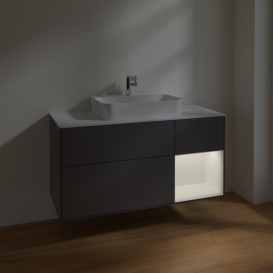 Тумба под раковину Villeroy & Boch Finion 120х50,1 см с подсветкой МДФ антрацит матовый лак/стекло белое матовое F421MTGK