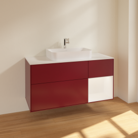 Тумба под раковину Villeroy & Boch Finion 120х50,1 см с подсветкой МДФ пион матовый лак/стекло белое матовое F421MTHB