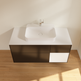 Тумба под раковину Villeroy & Boch Finion 120х50,1 см с подсветкой МДФ черный матовый лак/стекло белое матовоеF421MTPD