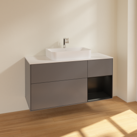 Тумба под раковину Villeroy & Boch Finion 120х50,1 см с подсветкой МДФ антрацит матовый лак/стекло белое матовое F421PDGK