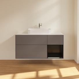 Тумба под раковину Villeroy & Boch Finion 120х50,1 см с подсветкой МДФ антрацит матовый лак/стекло белое матовое F421PDGK