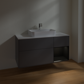 Тумба под раковину Villeroy & Boch Finion 120х50,1 см с подсветкой МДФ антрацит матовый лак/стекло белое матовое F421PDGK