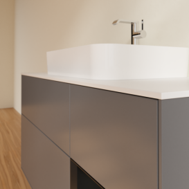 Тумба под раковину Villeroy & Boch Finion 120х50,1 см с подсветкой МДФ антрацит матовый лак/стекло белое матовое F421PDGK