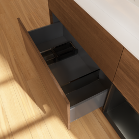 Тумба под раковину Villeroy & Boch Finion 120х50,1 см с подсветкой МДФ шпон грецкого ореха/стекло белое матовое F421PDGN