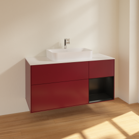 Тумба під раковину Villeroy & Boch Finion 120х50,1 см із підсвічуванням МДФ півонія матовий лак/скло біле матове F421PDHB