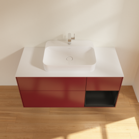 Тумба під раковину Villeroy & Boch Finion 120х50,1 см із підсвічуванням МДФ півонія матовий лак/скло біле матове F421PDHB