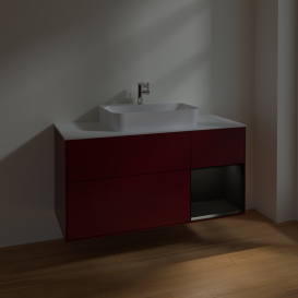 Тумба під раковину Villeroy & Boch Finion 120х50,1 см із підсвічуванням МДФ півонія матовий лак/скло біле матове F421PDHB