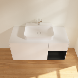 Тумба под раковину Villeroy & Boch Finion 120х50,1 см с подсветкой МДФ белый матовый лак/стекло белое матовое F421PDMT