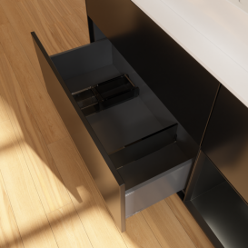 Тумба под раковину Villeroy & Boch Finion 120х50,1 см с подсветкой МДФ черный матовый лак/стекло белое матовое F421PDPD