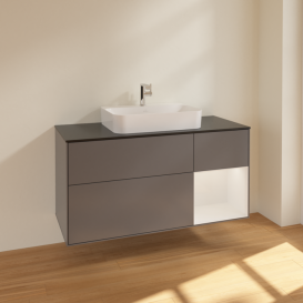 Тумба под раковину Villeroy & Boch Finion 120х50,1 см с подсветкой МДФ антрацит матовый лак/стекло черное матовое F422GFGK