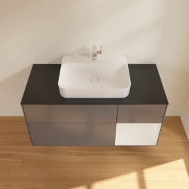 Тумба под раковину Villeroy & Boch Finion 120х50,1 см с подсветкой МДФ антрацит матовый лак/стекло черное матовое F422GFGK