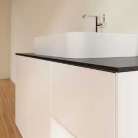 Тумба под раковину Villeroy & Boch Finion 120х50,1 см с подсветкой МДФ белый матовый лак/стекло черное матовое F422GFMT