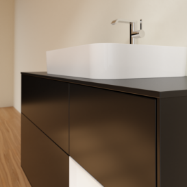 Тумба под раковину Villeroy & Boch Finion 120х50,1 см с подсветкой МДФ черный матовый лак/стекло черное матовое F422GFPD