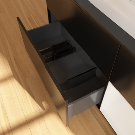 Тумба под раковину Villeroy & Boch Finion 120х50,1 см с подсветкой МДФ черный матовый лак/стекло черное матовое F422GFPD