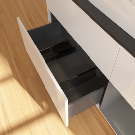 Тумба под раковину Villeroy & Boch Finion 120х50,1 см с подсветкой МДФ глянцевый белый лак/стекло черное матовое F422GKGF