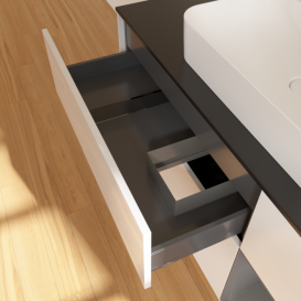 Тумба под раковину Villeroy & Boch Finion 120х50,1 см с подсветкой МДФ глянцевый белый лак/стекло черное матовое F422GKGF