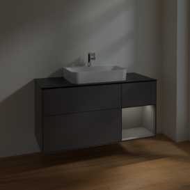 Тумба под раковину Villeroy & Boch Finion 120х50,1 см с подсветкой МДФ антрацит матовый лак/стекло черное матовое F422GKGK