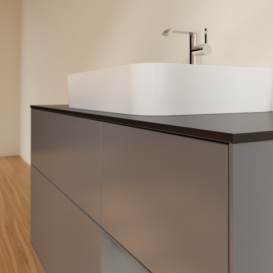 Тумба под раковину Villeroy & Boch Finion 120х50,1 см с подсветкой МДФ антрацит матовый лак/стекло черное матовое F422GKGK