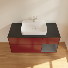 Тумба под раковину Villeroy & Boch Finion 120х50,1 см с подсветкой МДФ пион матовый лак/стекло черное матовое F422GKHB