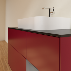 Тумба под раковину Villeroy & Boch Finion 120х50,1 см с подсветкой МДФ пион матовый лак/стекло черное матовое F422GKHB