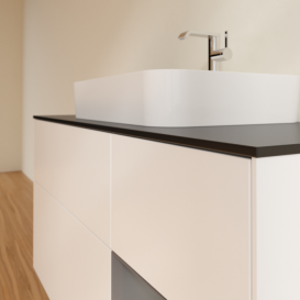 Тумба под раковину Villeroy & Boch Finion 120х50,1 см с подсветкой МДФ белый матовый лак/стекло черное матовое F422GKMT