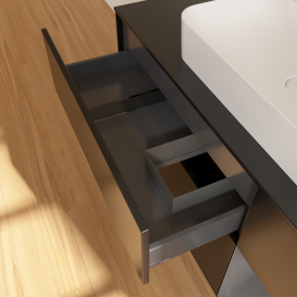 Тумба под раковину Villeroy & Boch Finion 120х50,1 см с подсветкой МДФ черный матовый лак/стекло черное матовое F422GKPD