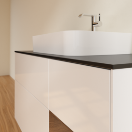 Тумба под раковину Villeroy & Boch Finion 120х50,1 см с подсветкой МДФ глянцевый белый лак/стекло черное матовое F422GNGF