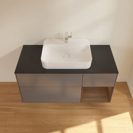 Тумба под раковину Villeroy & Boch Finion 120х50,1 см с подсветкой МДФ антрацит матовый лак/стекло черное матовое F422GNGK