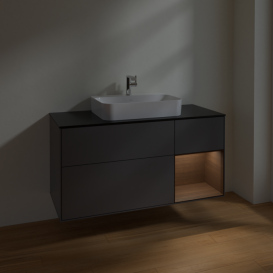 Тумба под раковину Villeroy & Boch Finion 120х50,1 см с подсветкой МДФ антрацит матовый лак/стекло черное матовое F422GNGK