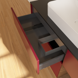 Тумба под раковину Villeroy & Boch Finion 120х50,1 см с подсветкой МДФ пион матовый лак/стекло черное матовое F422GNHB