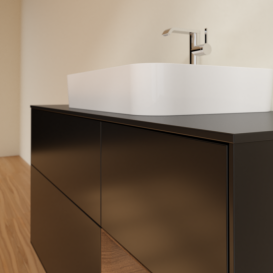 Тумба під раковину Villeroy & Boch Finion 120х50,1 см із підсвічуванням МДФ чорний матовий лак/скло чорне матове F422GNPD