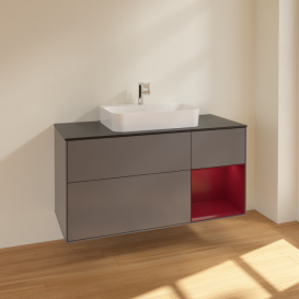 Тумба под раковину Villeroy & Boch Finion 120х50,1 см с подсветкой МДФ антрацит матовый лак/стекло черное матовое F422HBGK