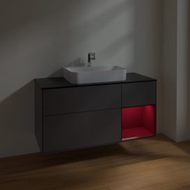 Тумба под раковину Villeroy & Boch Finion 120х50,1 см с подсветкой МДФ антрацит матовый лак/стекло черное матовое F422HBGK