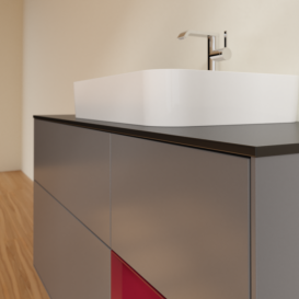 Тумба под раковину Villeroy & Boch Finion 120х50,1 см с подсветкой МДФ антрацит матовый лак/стекло черное матовое F422HBGK