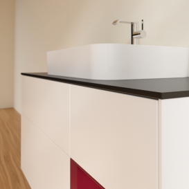 Тумба под раковину Villeroy & Boch Finion 120х50,1 см с подсветкой МДФ белый матовый лак/стекло черное матовое F422HBMT