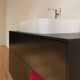 Тумба под раковину Villeroy & Boch Finion 120х50,1 см с подсветкой МДФ черный матовый лак/стекло черное матовое F422HBPD
