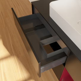 Тумба под раковину Villeroy & Boch Finion 120х50,1 см с подсветкой МДФ черный матовый лак/стекло черное матовое F422HBPD