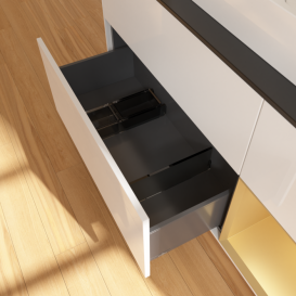 Тумба под раковину Villeroy & Boch Finion 120х50,1 см с подсветкой МДФ глянцевый белый лак/стекло черное матовое F422HFGF