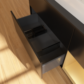 Тумба под раковину Villeroy & Boch Finion 120х50,1 см с подсветкой МДФ черный матовый лак/стекло черное матовое F422HFPD