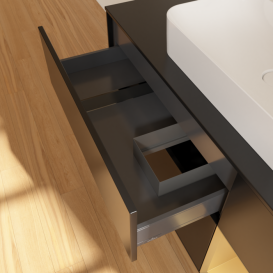 Тумба под раковину Villeroy & Boch Finion 120х50,1 см с подсветкой МДФ черный матовый лак/стекло черное матовое F422HFPD