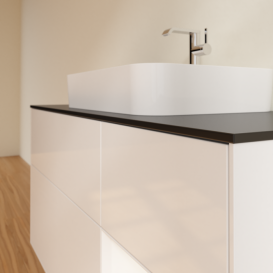 Тумба под раковину Villeroy & Boch Finion 120х50,1 см с подсветкой МДФ глянцевый белый лак/стекло черное матовое F422MTGF