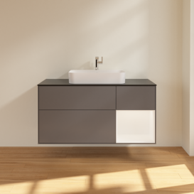 Тумба под раковину Villeroy & Boch Finion 120х50,1 см с подсветкой МДФ антрацит матовый лак/стекло черное матовое F422MTGK